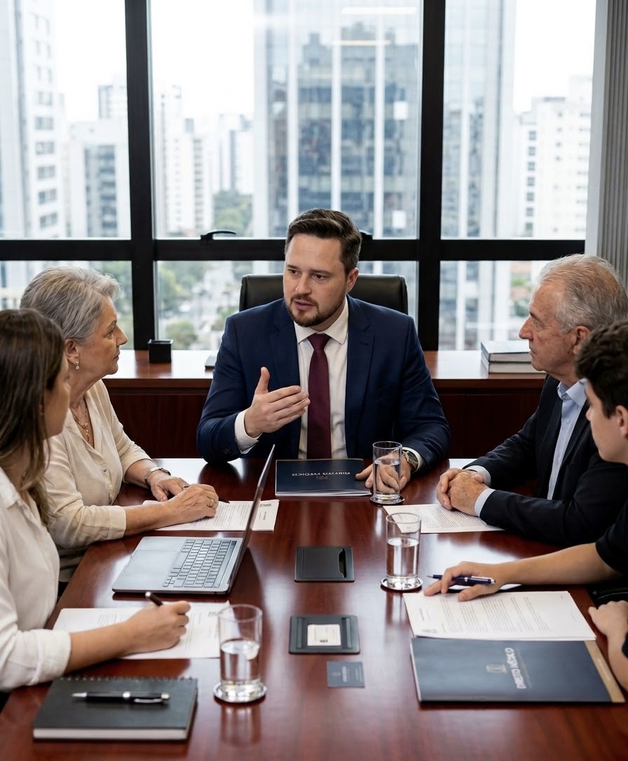 Leonardo Batistella em reunião profissional